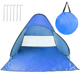 1Pc 2-3Person Beach Tent With Net Window Storage Bag 64.96 X 59.06 X 43.31in Anti-UV Automatic Waterproof For Outdoor Beach Camping Fishing Park (Color: Blue)