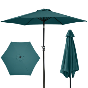 Only Supports Self Pickup  Outdoor Patio Umbrella With Push-button Tilt And Crank Handle, Beach Umbrella For Shade With 6 Sturdy Metal Ribs, UV A (Option: Peacock Blue)