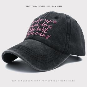 Rose Red Net Red Hat Children's Autumn and Winter Edition New Vintage Washed Baseball Caps Girl's Art Duck Tongue Caps (colour: Legend baseball cap black, size: Adjustable)