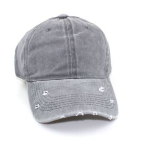 Water washed worn-out baseball cap Autumn and winter vintage personality worn-out edge soft top cap (colour: grey, size: Adjustable)