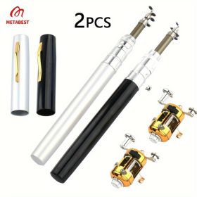2 Set Pocket-Sized Pen Style Fishing Rod - Compact, Portable, and Ultra-Lightweight for Ice Raft, Bridge (Color: as picture)