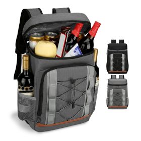 Cooler Backpack 36 Can Leakproof Insulated Cooler Backpack with 25L/6.6Gal for Picnic Camping Beach Hiking Fishing Travel (Option: Grey)